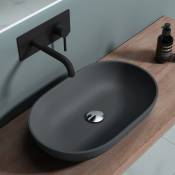 Sogood - vasque à poser lavabo 54x34x10,5cm en fonte minérale raccordement standard Colossum808 - Gris noir mat