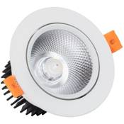 Spot led Downlight cob Orientable Rond 12W Blanc Coupe