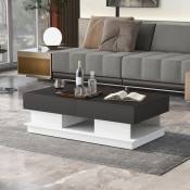 Table basse avec coffre - aspect brillant - Noir & Blanc