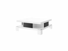 Table basse design 4 tiroirs 104 x 104 x 40 cm - blanc/noir