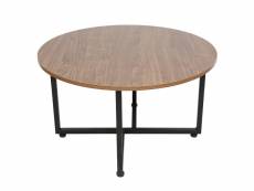 Table basse ronde hombuy de style mid-century - l 70 x p 70 x h 40 cm - structure en métal pour salon
