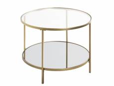 Table d'appoint en métal et verre coloris or - diamètre 60 x hauteur 55 cm