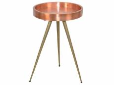 Table d'appoint / porte-plante avec 3 pieds en métal et mdf couleur cuivre taba05079