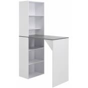 Table de bar avec armoire bibliothèque en bois table moderne différentes couleurs Couleur : Blanc et gris