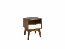 Table de chevet 1 tiroir bois bronze marron 45x40x55cm - bois, bronze - décoration d'autrefois