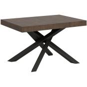 Table extensible 4 à 10 personnes bois foncé et pieds