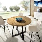 Table extensible Dazz, Console extensible ronde, Table à manger polyvalente ovale, 110/158x110h77 cm, Chêne Nodi - Dmora