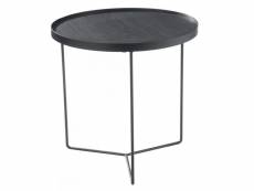 Table gigogne ronde bois metal marron fonce small 80423