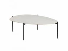 Table ovale 43x124cm en porcelaine blanche et métal