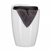 Tabouret de salle de bain pouf d’appoint rangement couvercle amovible panier à linge rond bicolore, noir