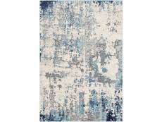 Tapis abstrait moderne - bleu, gris et blanc - 200 x 275 cm SARAH