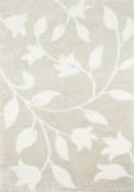 Tapis shaggy motif fleur beige - 120x160 cm