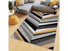 Tapiso maya tapis salon moderne rayures moucheté noir gris orange blanc fin 250 x 350 cm Z899B GRAY 2,50-3,50 MAYA PP EYM