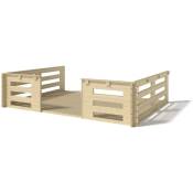 Terrasse en bois avec balustrade pour abri en bois