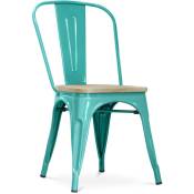 Tolix Style - Chaise de salle à manger - Design industriel - Acier et bois - Nouvelle édition - Stylix Vert pastel - Bois, Acier - Vert pastel