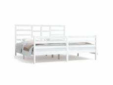 Vidaxl cadre de lit blanc bois massif 180x200 cm super king