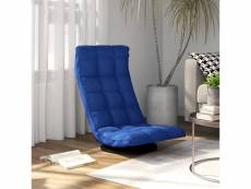 Vidaxl chaise de sol pivotante bleu tissu