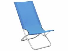 Vidaxl chaises de plage pliables 2 pcs bleu tissu