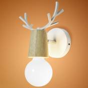 Applique Murale Interieur Luminaire Lampe Créatif Antlers Cerf en Fer E27 pour Chambre Salon Bar Restaurant - Blanc - Blanc