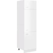 Armoire de cuisine de réfrigérateur Design moderne, Armoire Etagère de rangement, Blanc brillant 60x57x207 cm Aggloméré OIB1135E