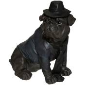 Atmosphera - Statuette chien assis chapeau noir H45cm créateur d'intérieur - Marron