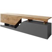 Bestmobilier - Pitt - meuble tv - 160 cm - style industriel - bois / gris - Bois / Gris
