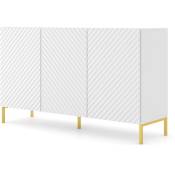 Bim Furniture - Commode surf 150 cm 3D fraisé blanc mat + pieds