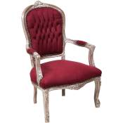 Biscottini - Fauteuil rembourré Fauteuil avec accoudoirs en bois Style français Fauteuil de chambre Chaise de chambre tapissée 100X65X63 cm - rouge