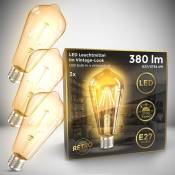B.K.Licht Lot de 3 ampoules LED Edison Vintage ST64