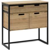 Box Furniture - Console Buffet Icub industriel tiroir + portes 80x40x80cm Noir–Vieilli - Noir
