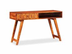 Bureau table meuble travail informatique d'écriture bois massif de sesham 118 cm helloshop26 0502142