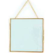 Cadre en verre vintage - carré avec chaîne métallique - 20 x 20 cm
