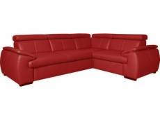 Canapé d'angle en 100% cuir de luxe italien , 5 places cintia, couleur rouge foncé, angle droit