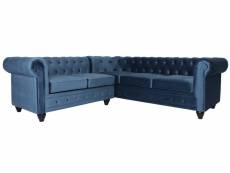 Canapé d'angle gauche 5 places velours bleu vatsi 220 cm
