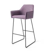 Chaise de bar 75 cm en tissu violet daisy piètement