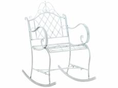 Chaise fauteuil à bascule rocking chair pour jardin en métal blanc vieilli mdj10224