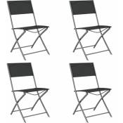 Chaises d'extérieur pliables 4 pcs Noir Acier et textilène
