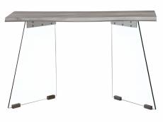 Console meuble console en mdf coloris gris et verre trempé - longueur 120 x profondeur 40 x hauteur 76 cm