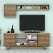 Cotecosy - Ensemble meuble tv et étagère Waevo Bois