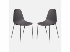 Ensemble de 2 chaises modernes en polypropylène, pour salle à manger, cuisine ou salon, made in italy, cm 49x49h88, couleur gris 8052773728577
