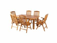 Ensemble en bois de teck,table à rallonges 180-240cm de long et 6 chaises inclinables B47019488