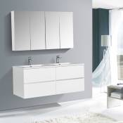 Ensemble pour salle de bain EDGE 1300 - dans différentes couleurs - armoire de toilette et colonne en option: Sans miroir, Blanc brillant, 1x meuble