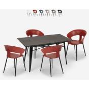 Ensemble Table à Manger 120x60cm 4 Chaises Design