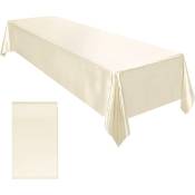Ensoleille - Nappe en satin de coton et lin tissu doux nappe carrée salon serviette carrée(couleur crème)