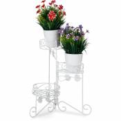 Escalier fleurs métal 3 niveaux support pot de fleurs Étagère pour plantes rond décoration h: 40 cm, blanc - Relaxdays
