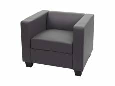 Fauteuil lounge chair lille ~ similicuir, gris foncé