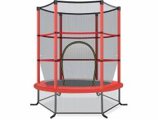 Giantex trampoline de jardin pour enfants ø165 × 1,60h cm avec filet de protection,appuis de ressorts et structure en acier rouge