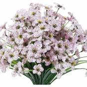 Groofoo - Lot de 6 Fleurs Violettes artificielles résistantes aux uv pour intérieur et extérieur Ne se décolorent Pas (White)