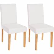 HHG - Lot de 2 chaises de séjour Littau, simili-cuir, blanc mat, pieds clairs