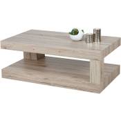 HHG - Table basse de salon 394, structure 3D mvg 40x110x60cm aspect chêne Sanremo - brown